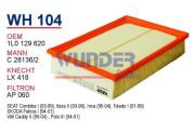 Volkswagen Polo Classic Hava Filtresi Wunder AFT 1L0129620 1L0129620A 1L0129620B